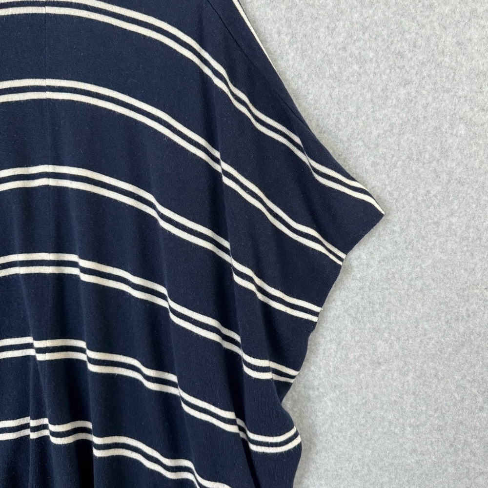 Lauren Ralph Lauren Silk Cashmere Poncho Sweater Blue White Striped Small Petite - Picture 10 of 16